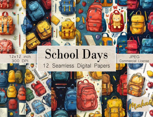 12 Seamless Patterns School Backpacks: A Vibrant Design Collection for Creative Projects