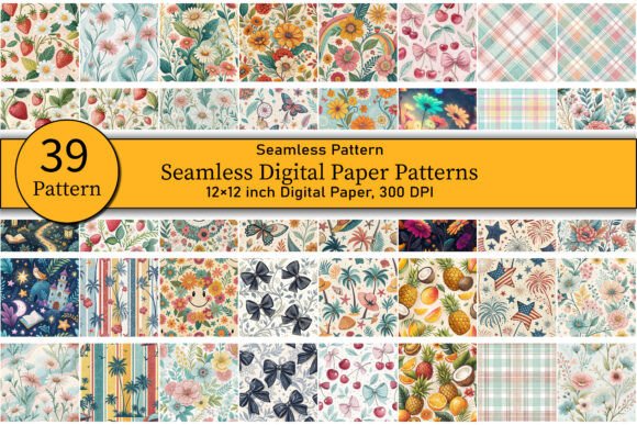 39 Seamless Digital Paper Patterns – A Versatile Collection for Creative Projects