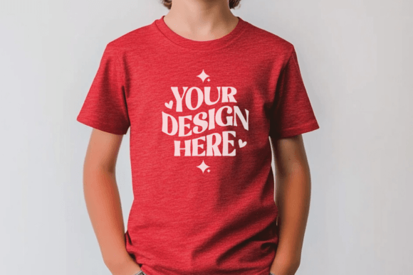 Bella Canvas 3001Y Heather Red Mockup