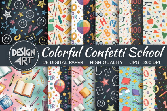 Colorful Confetti School Pattern