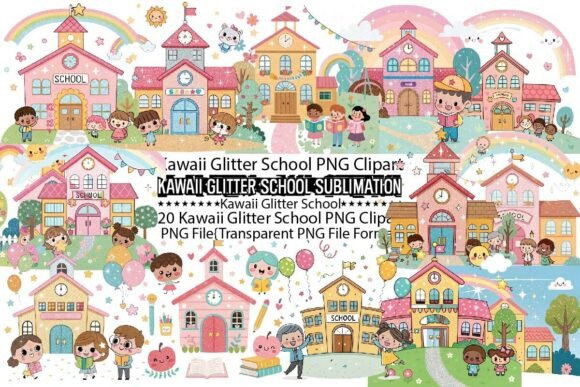 Kawaii Glitter School Sublimation Bundle: A Creative Asset for Designers and Entrepreneurs