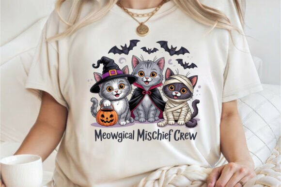 Meowgical Mischief Cat Crew Shirt PNG
