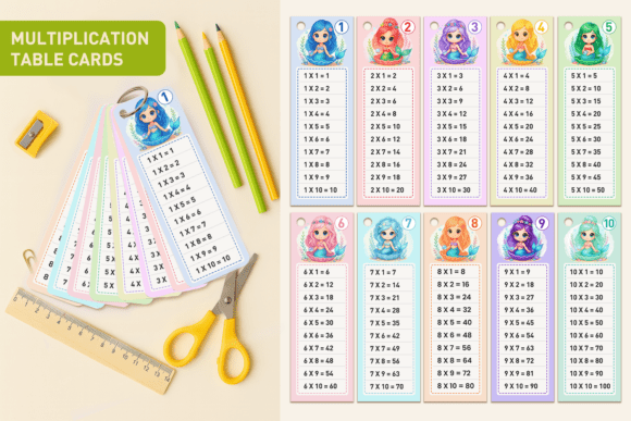 Multiplication Table Math Flashcards