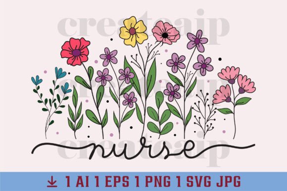 Nurse Flower PNG SVG Boho Floral Design