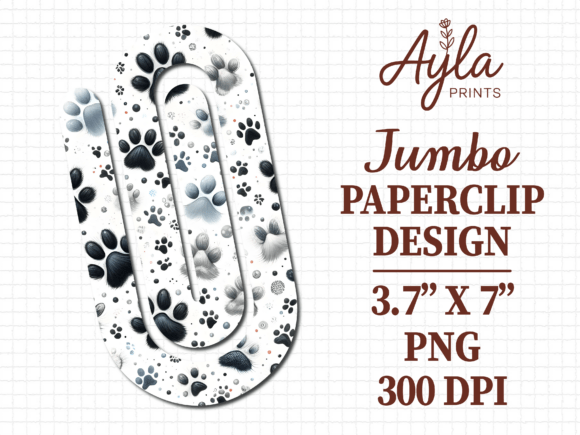 Paw Print Dog Pattern Jumbo Paperclip: A Unique Design for Creative Projects