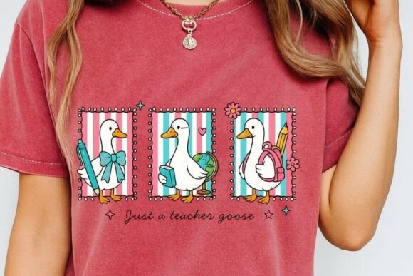 Preppy Teacher Goose PNG, Just a Teacher: A Stylish Solution for Teacher Wardrobes