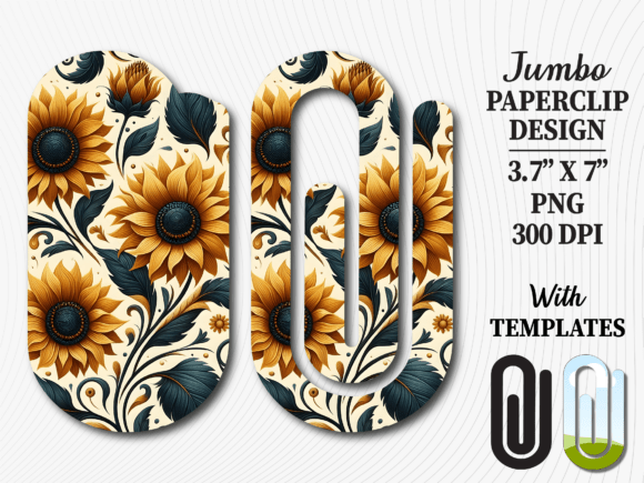 Sunflower Retro Floral Jumbo Paperclip